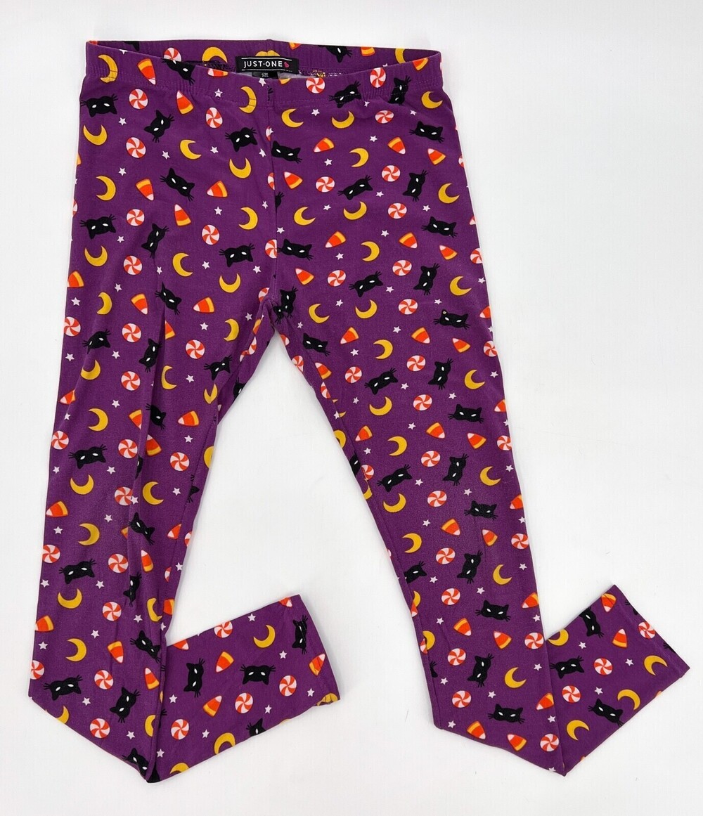 Just One Pants Girls Medium Purple Halloween Purple Leggings Elastic Waist